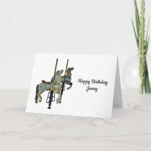 Söt Merry Go Round Carousel Horses Birthday Kort