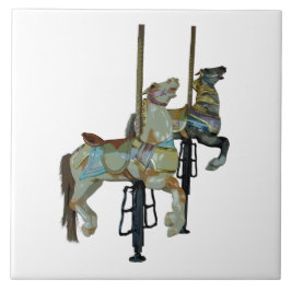 Söt Merry Go Round Carousel Horses Ceramic Tile Kakelplatta
