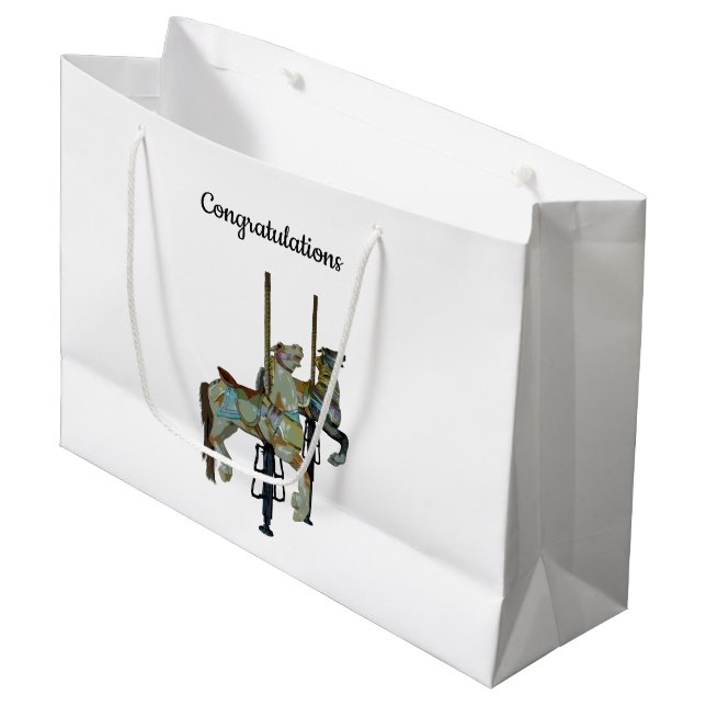Söt Merry Go Round Carousel Horses Gift Bag (Framsidan Vinklad)
