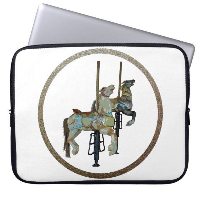 Söt Merry Go Round Carousel Horses Laptop Fodral (Framsidan)