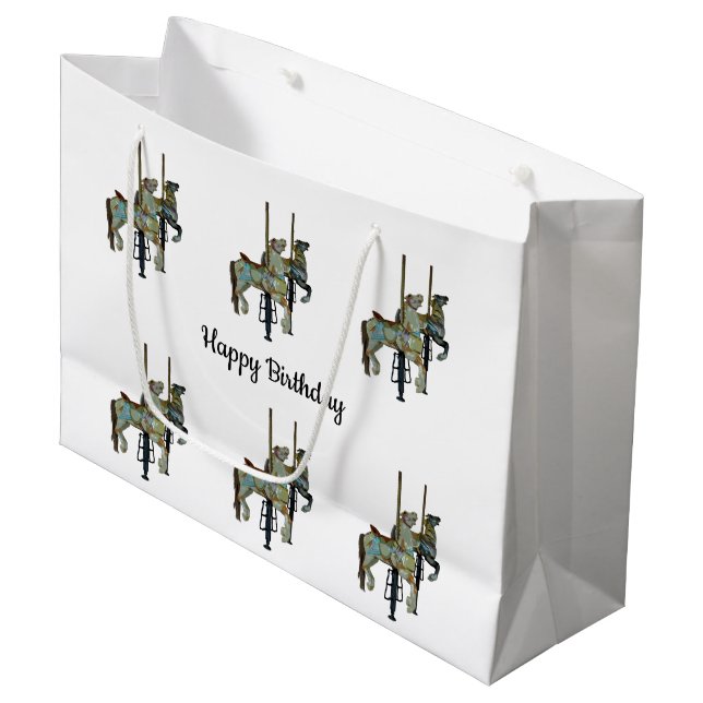 Söt Merry Go Round Carousel Horses Mönster (Framsidan Vinklad)