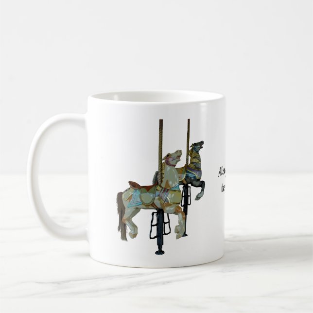 Söt Merry Go Round Carousel Horses Quote Kaffemugg (Vänster)