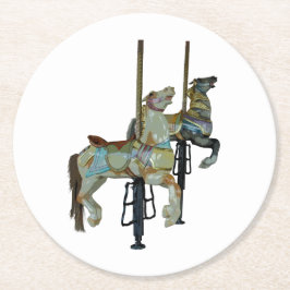 Söt Merry Go Round Carousel Horses Underlägg Papper Rund