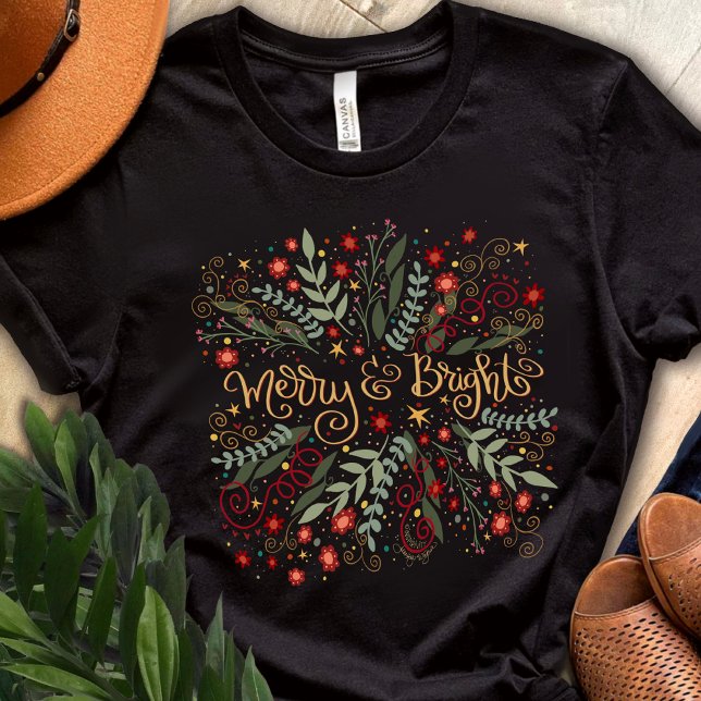 Söt Merry och Bright Blommigt - Helgdag vid jul T Shirt (Skapare uppladdad)