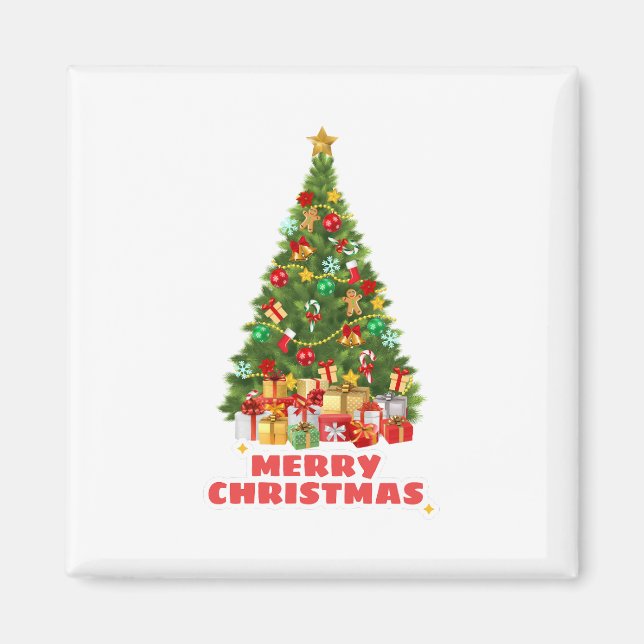 Söt Merry- och Bright Jul-familjens Helgdag Magnet (Framsidan)