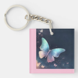 Söt Metallisk Butterfly Acrylic Keychain
