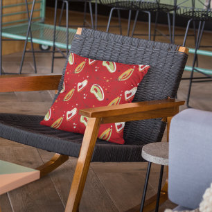 Söt, Mid Century Modern, Red Abstrakt Mönster Utomhuskudde