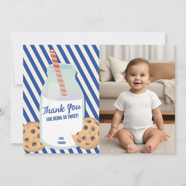 Söt Milk Cookie Födelsedag Tack Kort (Framsida)