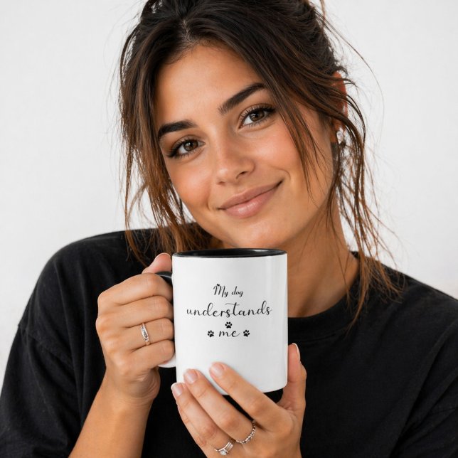 Söt Min Hund Förstår Mig Citat Present till Hundma Mugg (Cozy dog mom moment, my dog understands me mug, warm smile, cute golden retriever vibe)