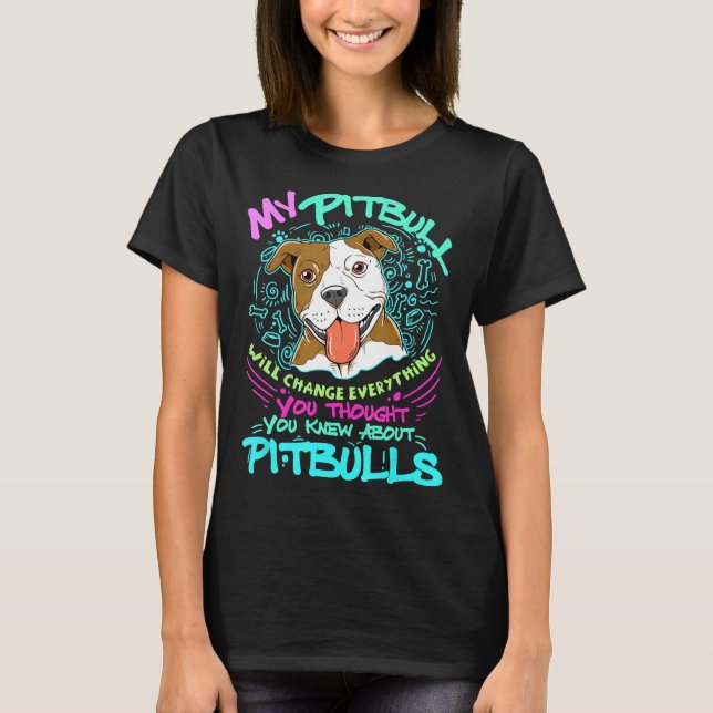 Söt Min Pitbull-gåva Pit Bull Terrier T Shirt (Framsida)