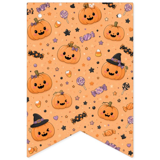 Söt Mini Pumpa Halloween Girlang Fana Vimplar (Första flaggan)