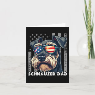 Söt Mini Schnauzer Pappa Hund Fars Dag Usa Flagga  Kort