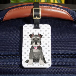 Söt Mini Schnauzer Tjej Bagagebricka