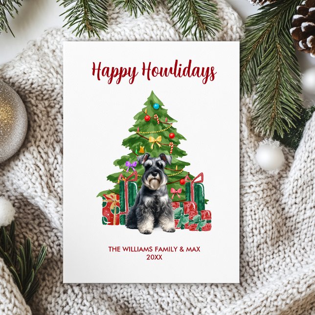 Söt Miniature Schnauzer Hund Familj Jul Julkort (Skapare uppladdad)