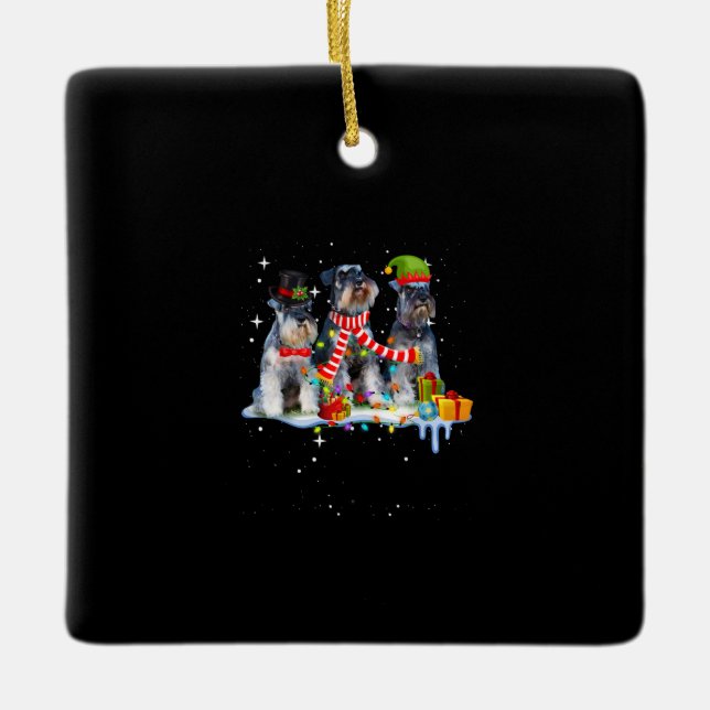 Söt miniatyrschnauzer christmas hund julgransprydnad keramik (Framsida)