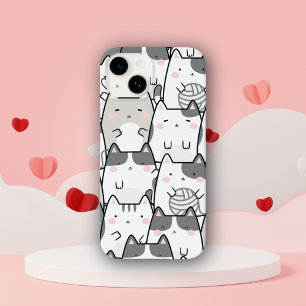 Söt minimal kawaii kattmönster iPhone / iPad-fodra