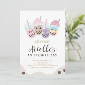 Söt minimalistisk boba-bubbelmjölkte inbjudningar
