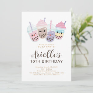 Söt minimalistisk Boba Bubble Milk Tea-inbjudan Inbjudningar