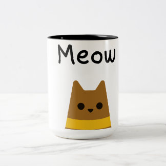 Söt minimalistisk brun katt Meow Tvåtons kaffemugg