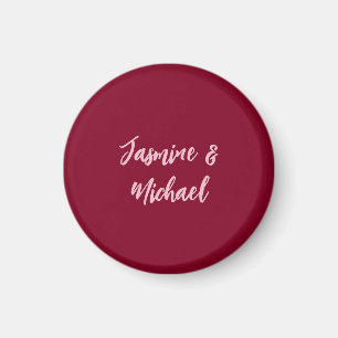 Söt minimalistisk burgunderröd kalligrafi eget nam magnet