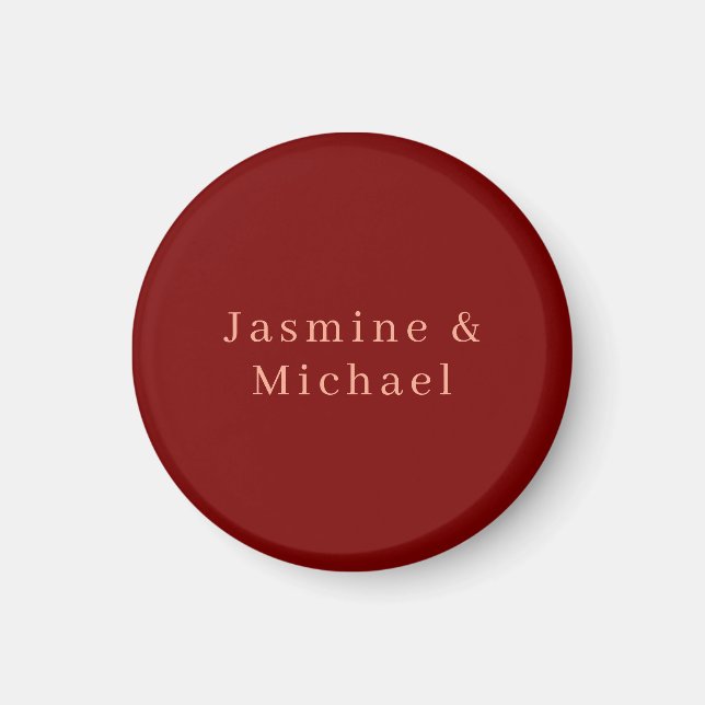 Söt minimalistisk djupröd och persikofärgad egen n magnet (Framsidan)