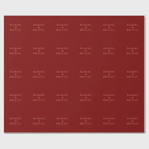 Söt minimalistisk djupröd & persikon egen namn presentpapper