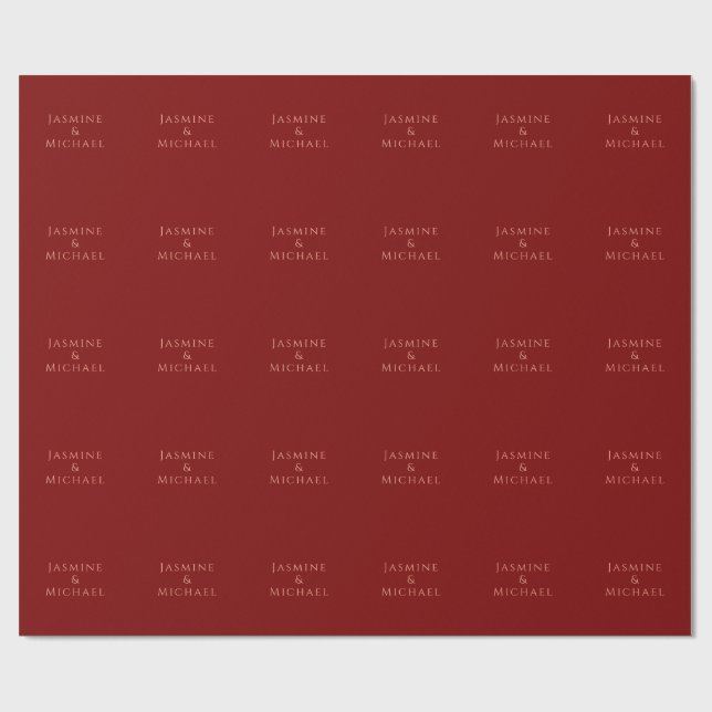 Söt minimalistisk djupröd & persikon egen namn presentpapper (Platt)