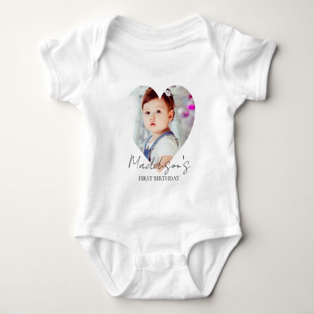 Söt minimalistisk fotofirande för ettårsdagsparty t shirt (Framsida)