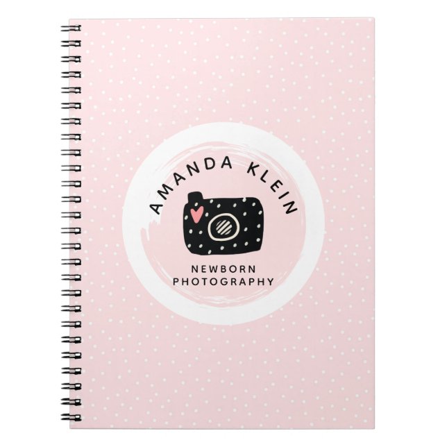 Söt minimalistisk fotograf kamera svart och rosa anteckningsbok (Framsidan)