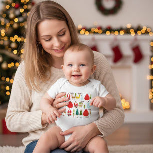 Söt minimalistisk jul Santa ren djur bodysuit T Shirt