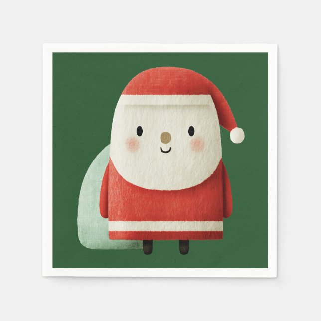 Söt minimalistisk jultomte pappersservett (Framsidan)