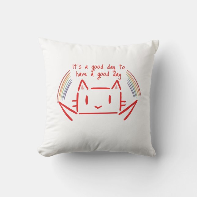 Söt minimalistisk kattillustration kudde (Framsida)