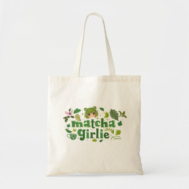 Söt minimalistisk Matcha-handväskan | Söt canvasvä Tygkasse (Framsidan)