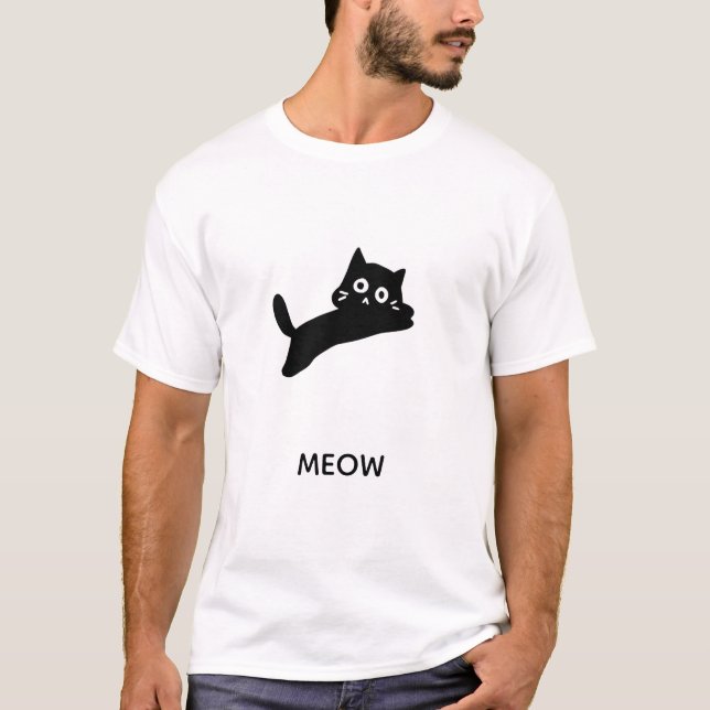 Söt minimalistisk Meow katt grafisk t-shirt (Framsida)