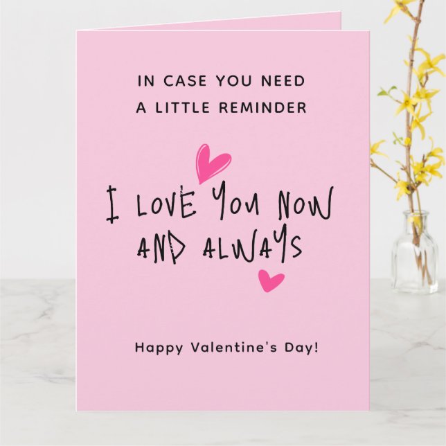 Söt minimalistisk modernt manus Alla hjärtans dag- Kort (Gul blomma)