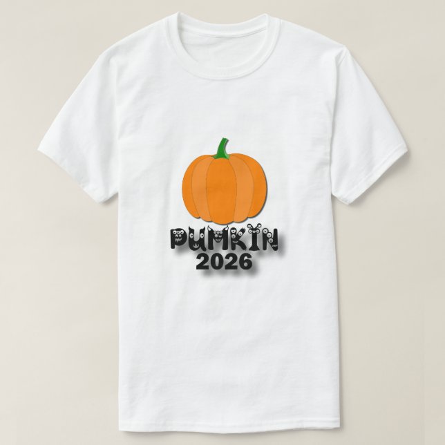 Söt minimalistisk orange pumpa höstillustration t shirt (Design framsida)
