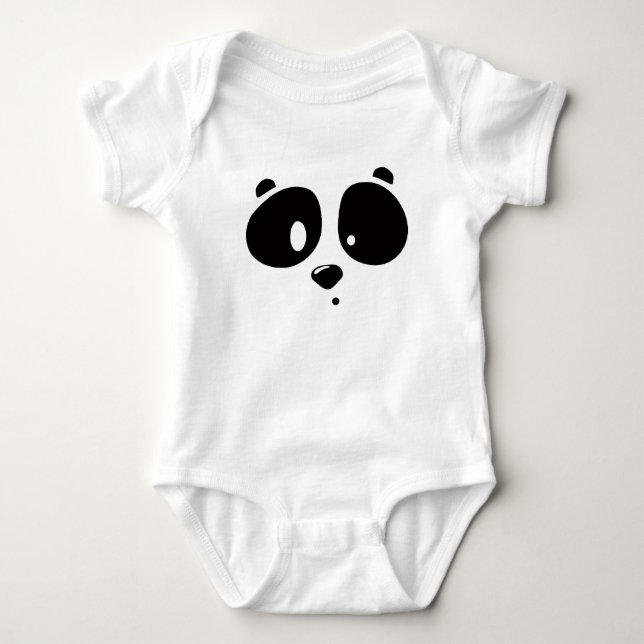 Söt minimalistisk pandamask babybodysuit t shirt (Framsida)