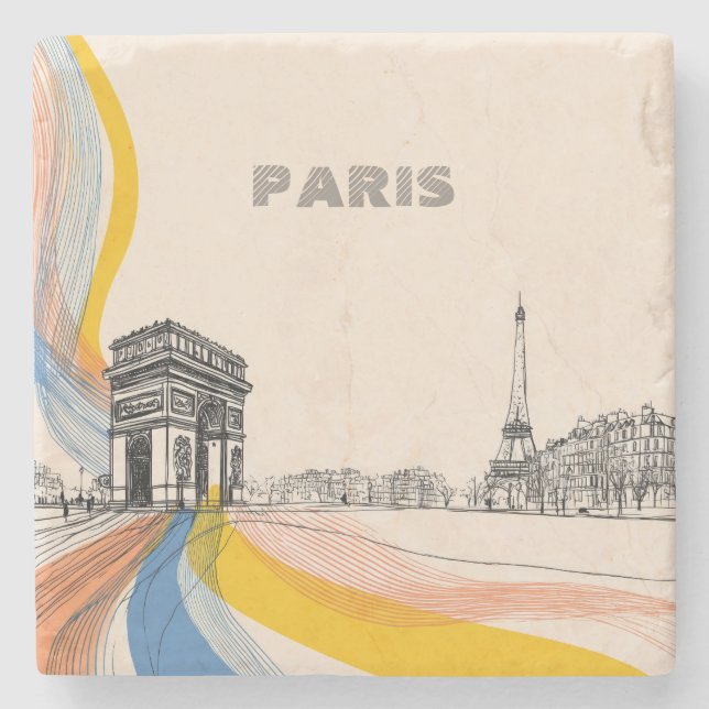 Söt minimalistisk Paris-siluett Stenunderlägg (Framsidan)