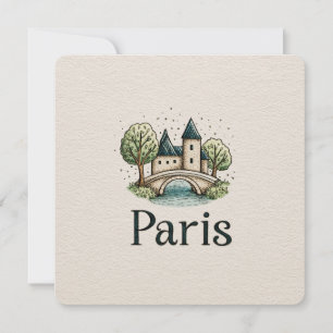 Söt minimalistisk Paris-skyline Julkort