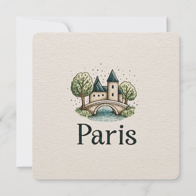 Söt minimalistisk Paris-skyline Julkort (Framsida)