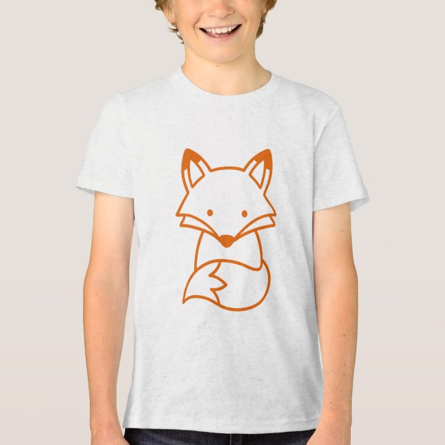 Söt minimalistisk räv som sitter enkel doodle t shirt (Framsida)
