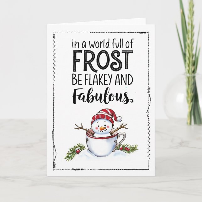 Söt minimalistisk snöman julkort kort (Framsida)