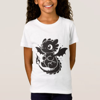 Söt minimalistisk svart drakillustration T-shirt