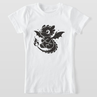 Söt minimalistisk svart drakillustration T-shirt