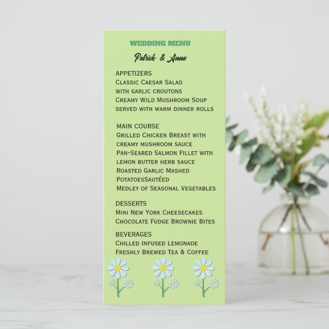 Söt minimalistisk vår tusensköna blomster  meny (Stående Fram)