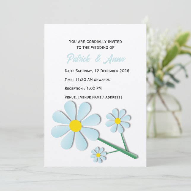 Söt minimalistisk vår tusensköns blomster  inbjudningar (Stående Fram)