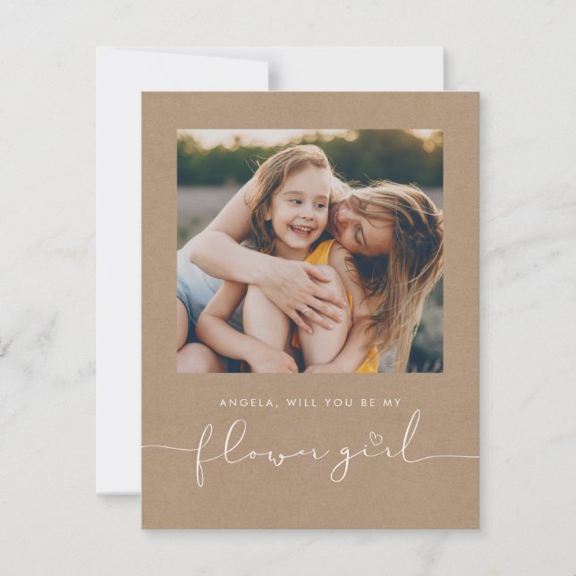 Söt Minimalistisk Vill Du Vara Min Blomsterflicka  (Framsida)