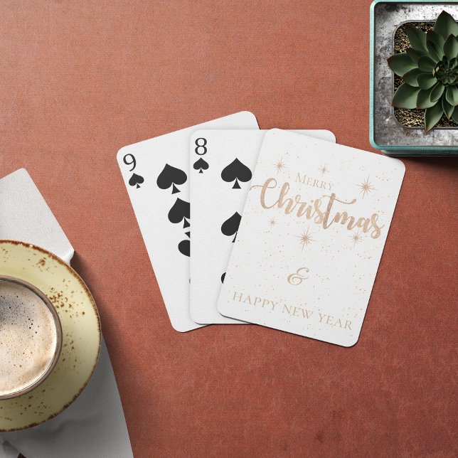 Söt Minimalistiskt God jul & Gott nytt år Casinokort (Pretty Minimalist Merry Christmas & Happy New Year Playing Cards)