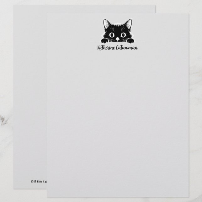 Söt Minimi-Katt Design - KATT 1 Brevhuvud (Fram/baksida)