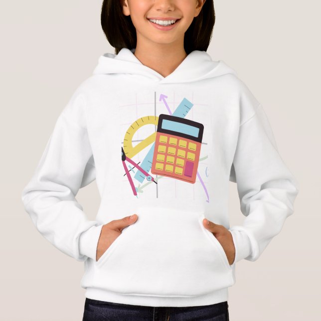 Söt miniräknare och skolmaterialillustration t shirt (Framsida)